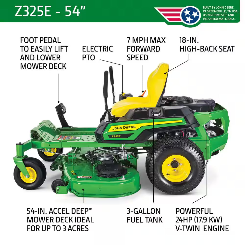 Z325E 54 In. 24 HP Gas Dual Hydrostatic Zero Turn Riding Lawn Mower