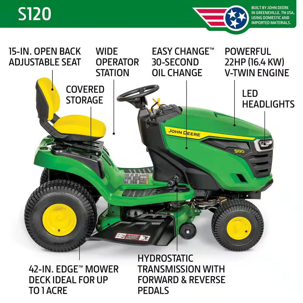S120 42 In. 22 HP V-Twin Gas Hydrostatic Riding Lawn Mower