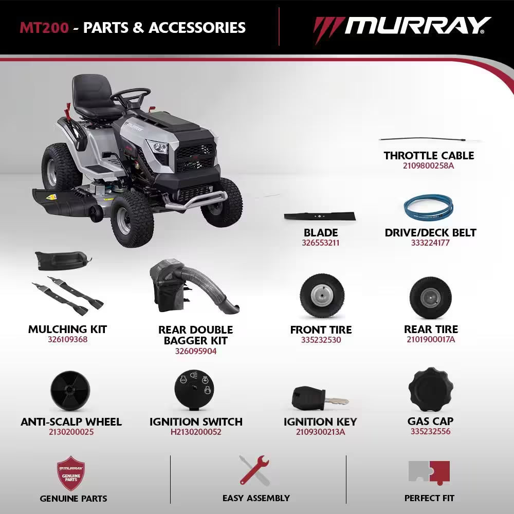 MT200 42 In. 19.0 HP 540Cc EX1900 Series Briggs and Stratton Engine Automatic Gas Riding Lawn Tractor Mower