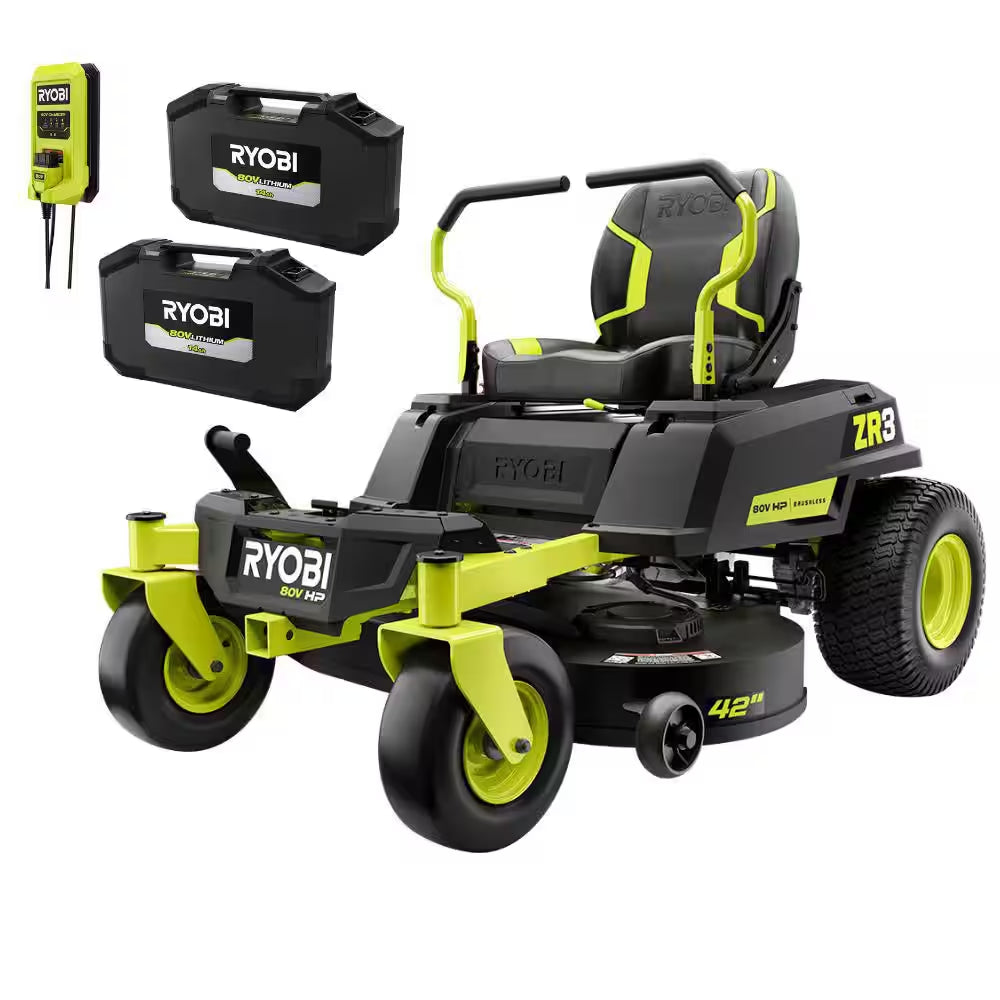 ZR3 80V HP Brushless Battery Cordless Electric 42 In. Zero Turn Riding Lawn Mower with (2) 14.0 Ah Batteries and Charger