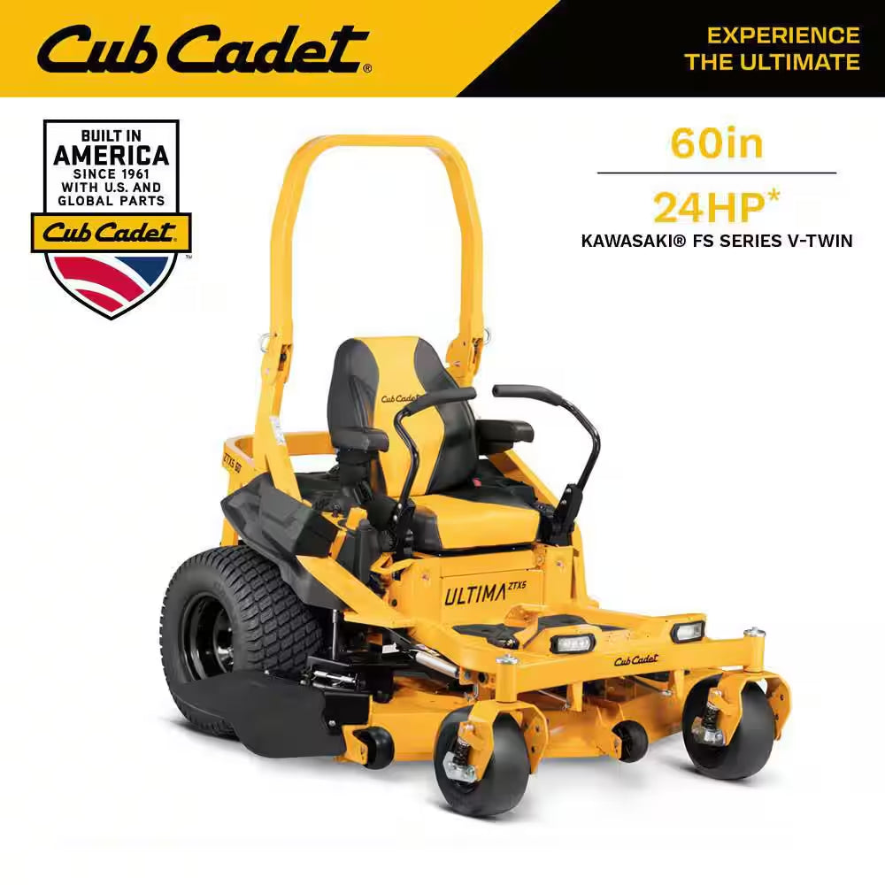 Ultima ZTX5 60 In. Fab Deck 24 HP V-Twin Kawasaki Zero Turn Mower with Roll over Protection and Front Wheel Suspension