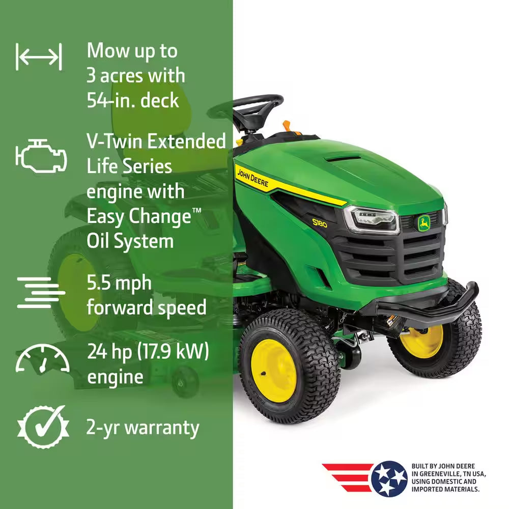 S180 54 In. 24 HP V-Twin ELS Gas Hydrostatic Riding Lawn Mower