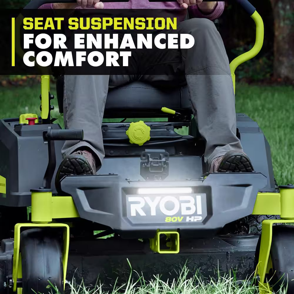 ZR3 80V HP Brushless 42 In. Electric Cordless ZTR Mower W/ Seat Suspension, Armrests, & Headlight-Batteries & Charger
