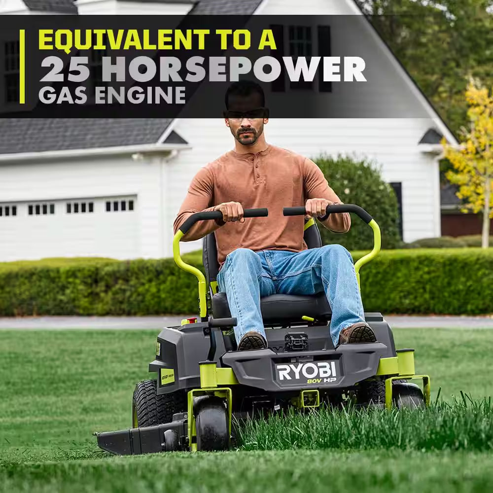 80V HP Brushless 42" Battery Electric Cordless Zero Turn Riding Mower W/ Bagging Kit, (2) 14.0 Ah Batteries and Charger