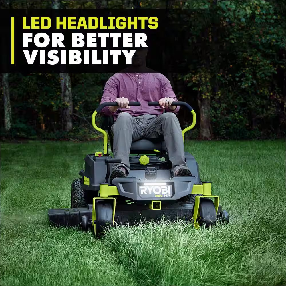 ZR3 80V HP Brushless 42 In. Electric Cordless ZTR Mower W/ Seat Suspension, Armrests, & Headlight-Batteries & Charger