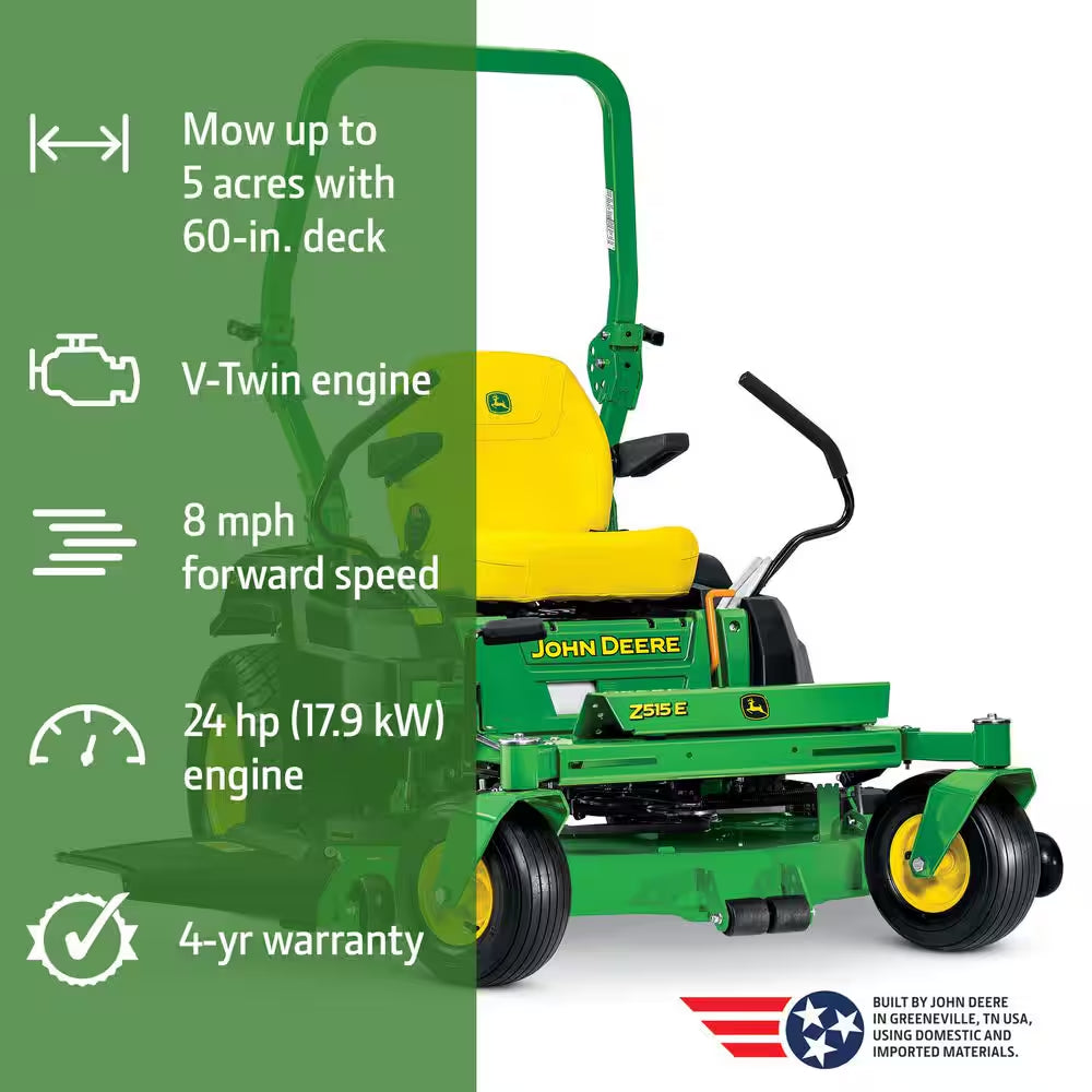 Z515E 60 In. 24 HP V-Twin ELS Gas Dual Hydrostatic Zero Turn Riding Lawn Mower