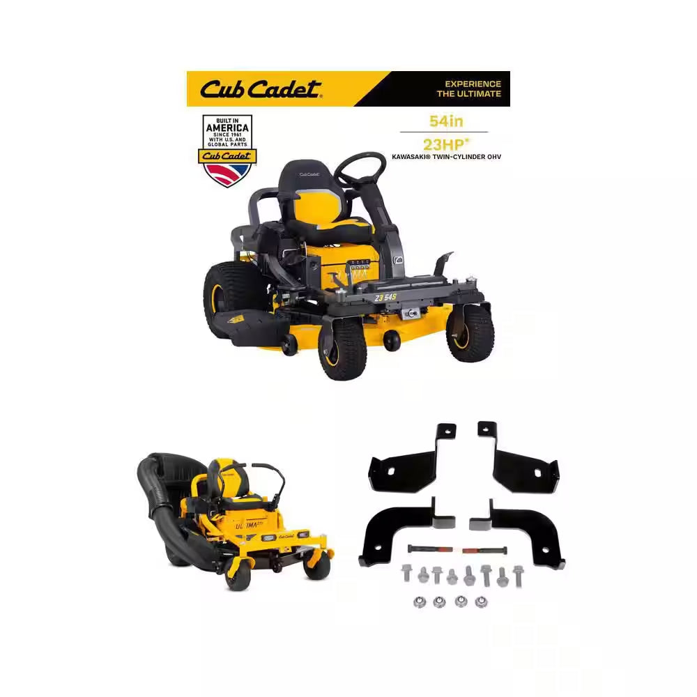 Ultima ZT Mower Combo: 54 In. Fab Deck 23HP Kawasaki Engine Zero Turn Mower, Bagger, and Mounting Kit